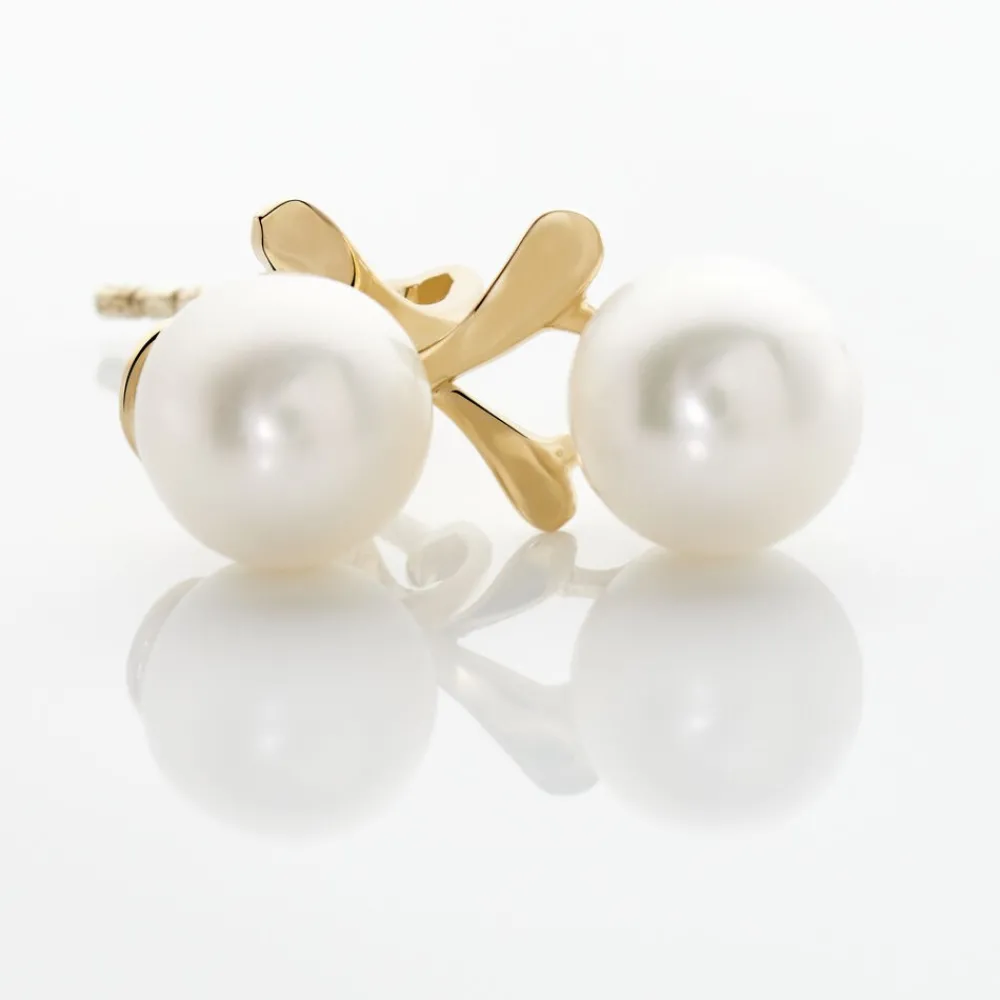 Boucles D'oreilles Pendantes Campanule Or Jaune Perle De Culture|Marc Orian Discount