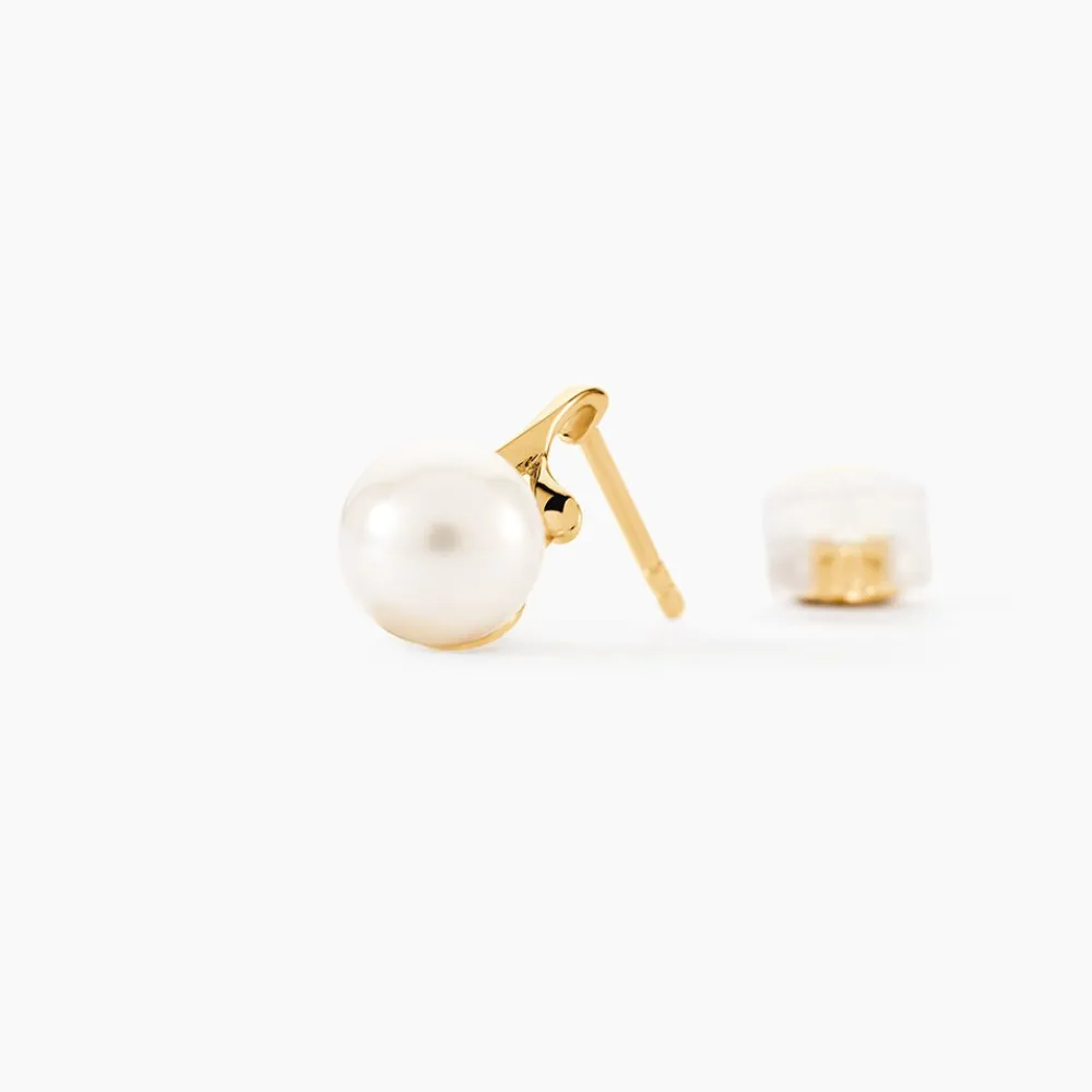 Boucles D'oreilles Pendantes Campanule Or Jaune Perle De Culture|Marc Orian Discount