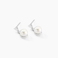 Boucles D'oreilles Pendantes Melya Argent Perle De Culture Et Oxyde|Marc Orian Outlet