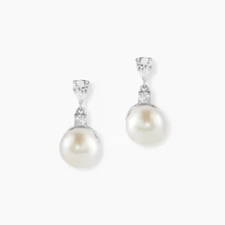 Boucles D'oreilles Pendantes Melya Argent Perle De Culture Et Oxyde|Marc Orian Outlet