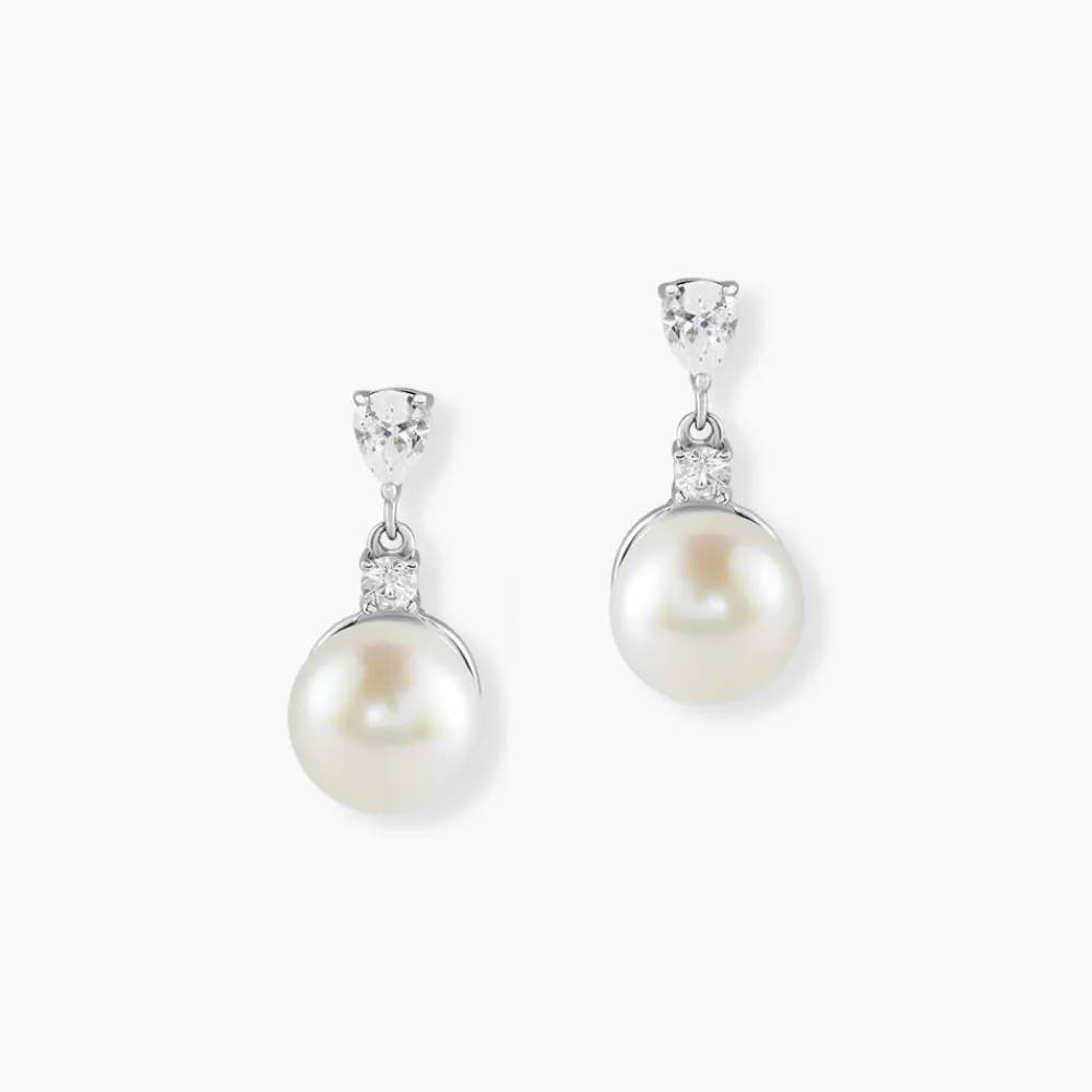 Boucles D'oreilles Pendantes Melya Argent Perle De Culture Et Oxyde|Marc Orian Outlet