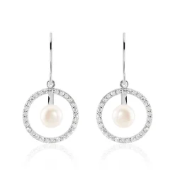 Boucles D'oreilles Pendantes Ellea Argent Perle De Culture Et Oxyde|Marc Orian New