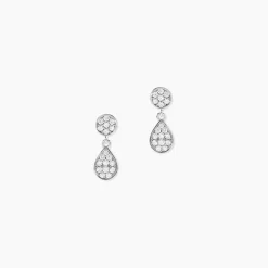 Boucles D'oreilles Pendantes Aletha Argent Blanc Oxyde De Zirconium|Marc Orian New