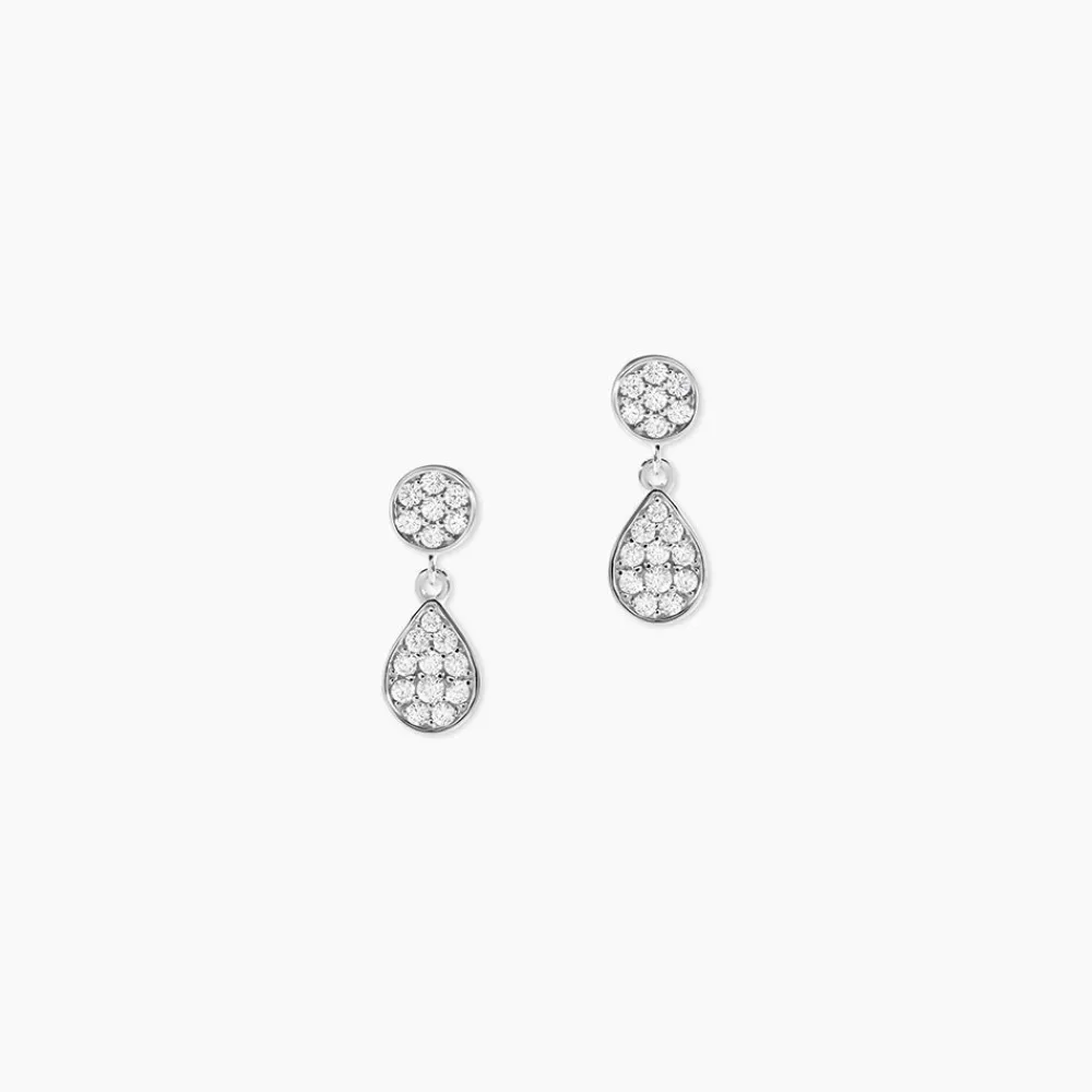 Boucles D'oreilles Pendantes Aletha Argent Blanc Oxyde De Zirconium|Marc Orian New