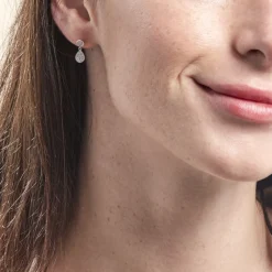 Boucles D'oreilles Pendantes Aletha Argent Blanc Oxyde De Zirconium|Marc Orian New