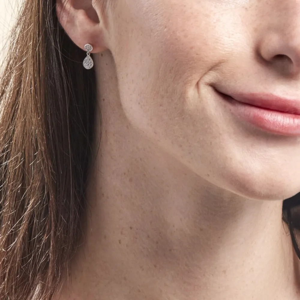 Boucles D'oreilles Pendantes Aletha Argent Blanc Oxyde De Zirconium|Marc Orian New
