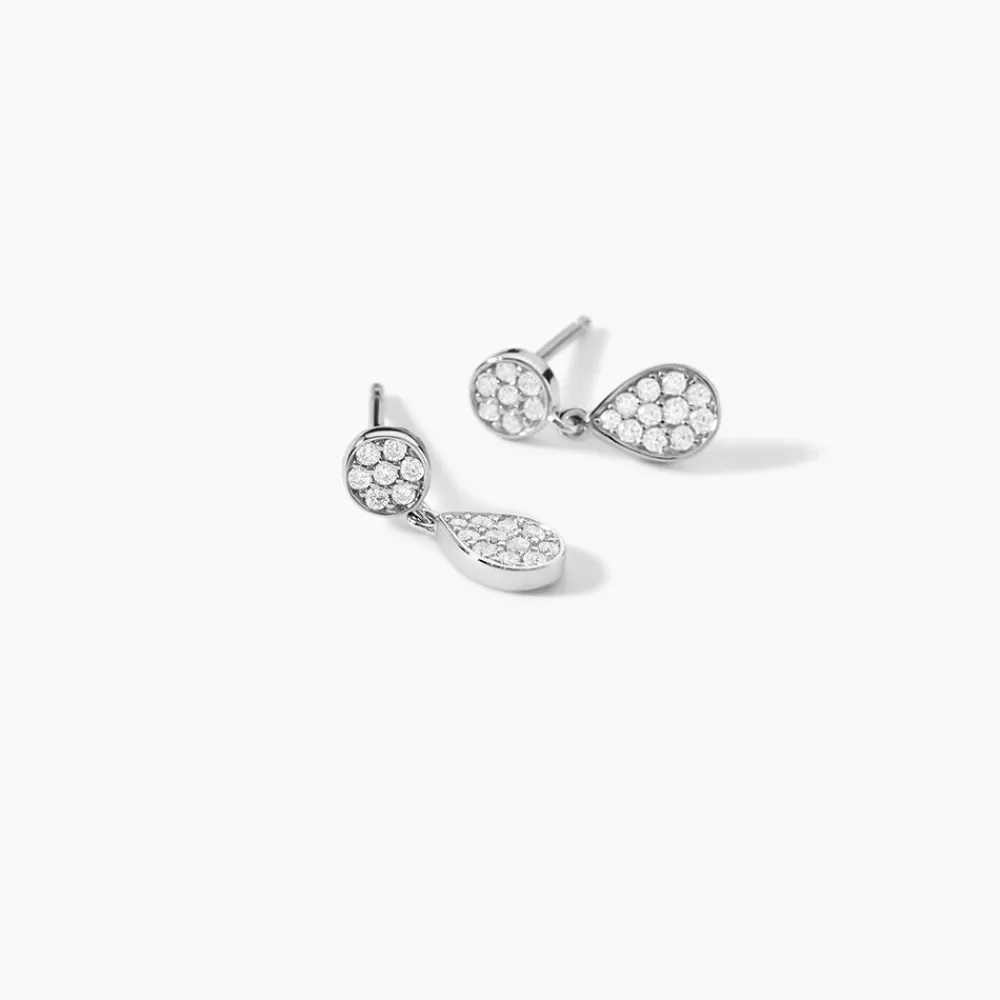 Boucles D'oreilles Pendantes Aletha Argent Blanc Oxyde De Zirconium|Marc Orian New
