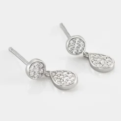 Boucles D'oreilles Pendantes Aletha Argent Blanc Oxyde De Zirconium|Marc Orian New