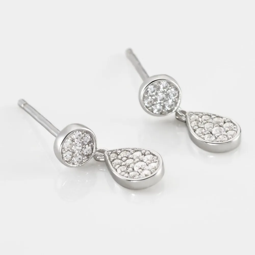 Boucles D'oreilles Pendantes Aletha Argent Blanc Oxyde De Zirconium|Marc Orian New