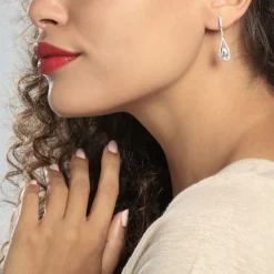 Boucles D'oreilles Pendantes Elorah Argent Blanc Oxyde De Zirconium|Marc Orian Outlet