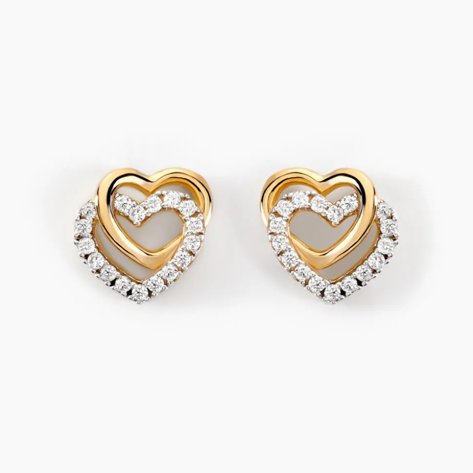 Boucles D'oreilles Puces Ablaye Or Jaune Oxyde De Zirconium