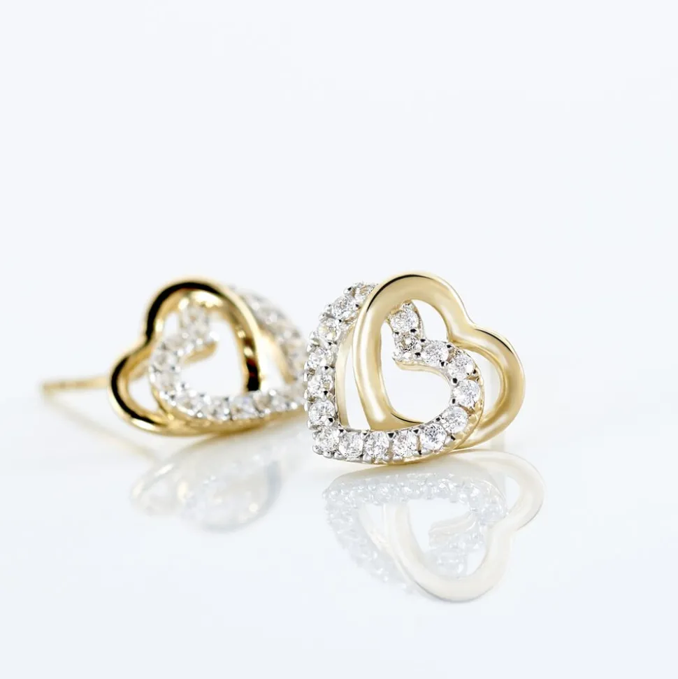 Boucles D'oreilles Puces Ablaye Or Jaune Oxyde De Zirconium