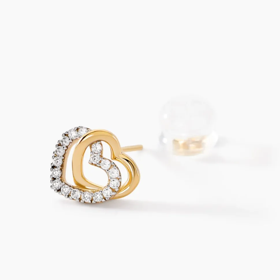 Boucles D'oreilles Puces Ablaye Or Jaune Oxyde De Zirconium