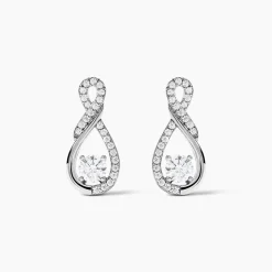 Boucles D'oreilles Puces Absa Argent Blanc Oxyde De Zirconium