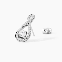 Boucles D'oreilles Puces Absa Argent Blanc Oxyde De Zirconium