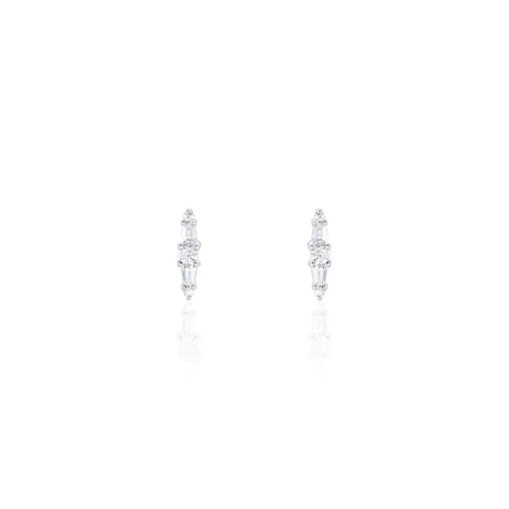 Boucles D'oreilles Puces Adriaan Argent Blanc Oxyde De Zirconium|Marc Orian Hot