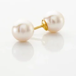 Boucles D'oreilles Puces Akoya Or Jaune Perle De Culture D'akoya|Marc Orian Best