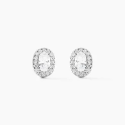 Boucles D'oreilles Puces Albertina Argent Blanc Oxyde De Zirconium