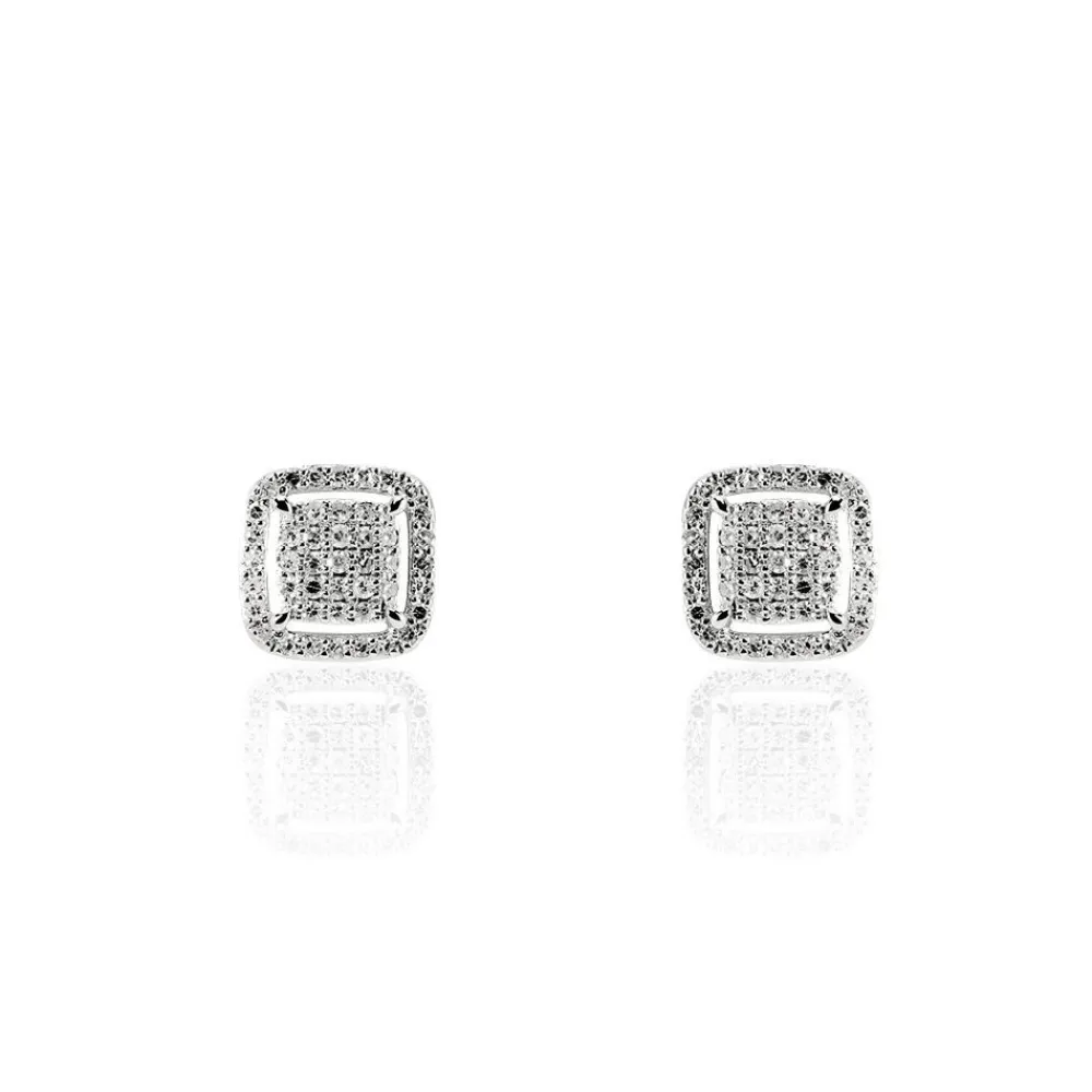 Boucles D'oreilles Puces Alessia Or Blanc Diamant|Marc Orian Sale