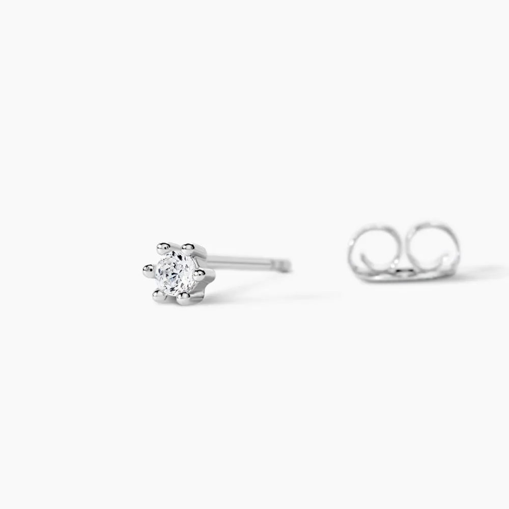 Boucles D'oreilles Puces Allison Argent Blanc Oxyde De Zirconium|Marc Orian Best