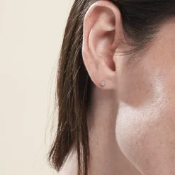 Boucles D'oreilles Puces Allison Argent Blanc Oxyde De Zirconium|Marc Orian Best