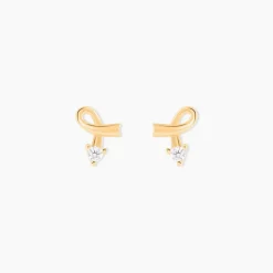 Boucles D'oreilles Puces Alvina Ruban Or Jaune Oxyde De Zirconium