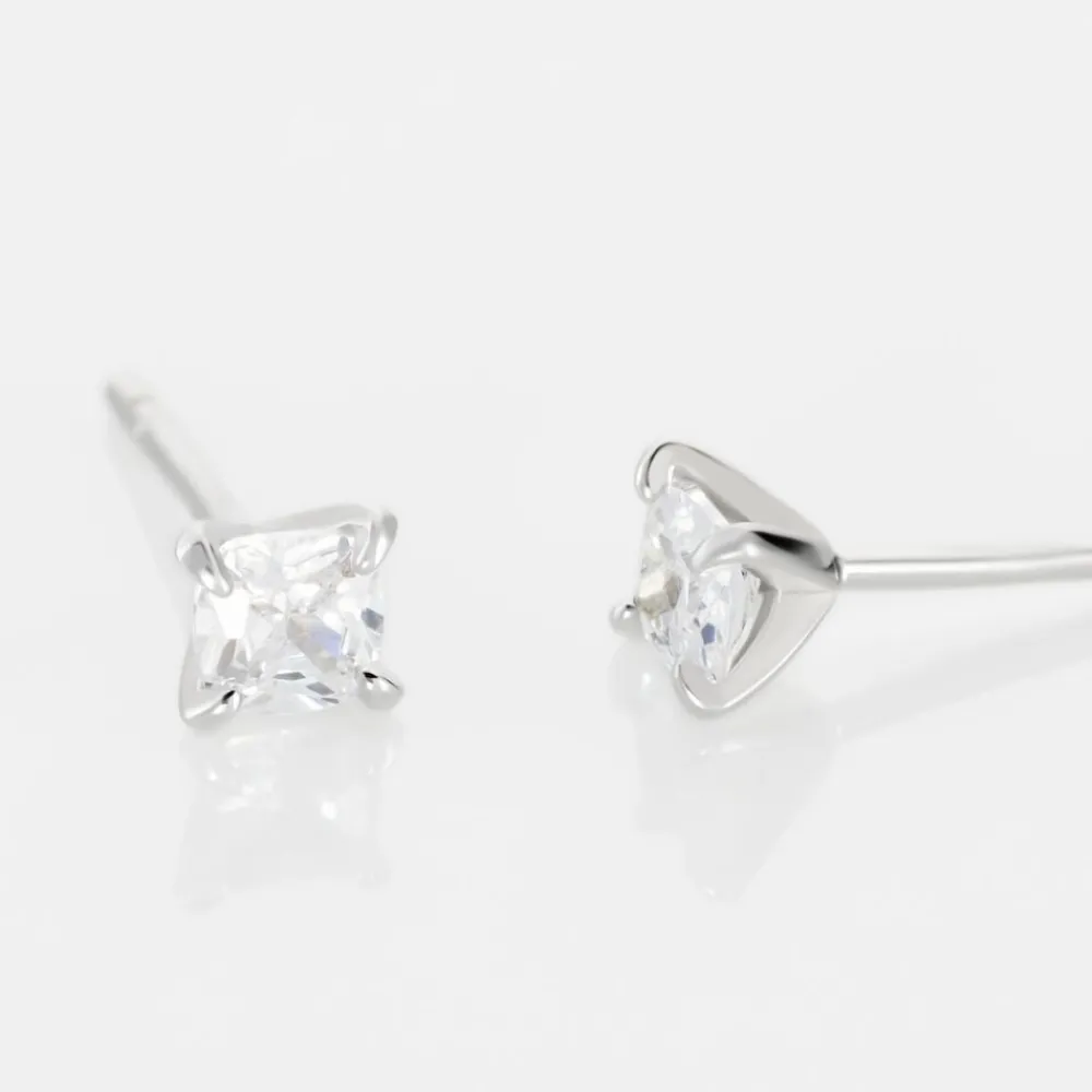 Boucles D'oreilles Puces Alys Argent Blanc Oxyde De Zirconium|Marc Orian New