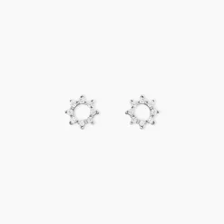 Boucles D'oreilles Puces Ama Argent Blanc Oxyde De Zirconium