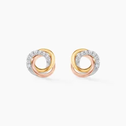 Boucles D'oreilles Puces Amaiur Or Tricolore Oxydes De Zirconium