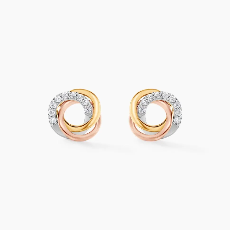 Boucles D'oreilles Puces Amaiur Or Tricolore Oxydes De Zirconium