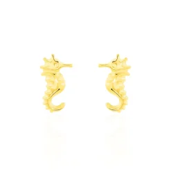 Boucles D'oreilles Puces Ambrosie Hippocampe Or Jaune