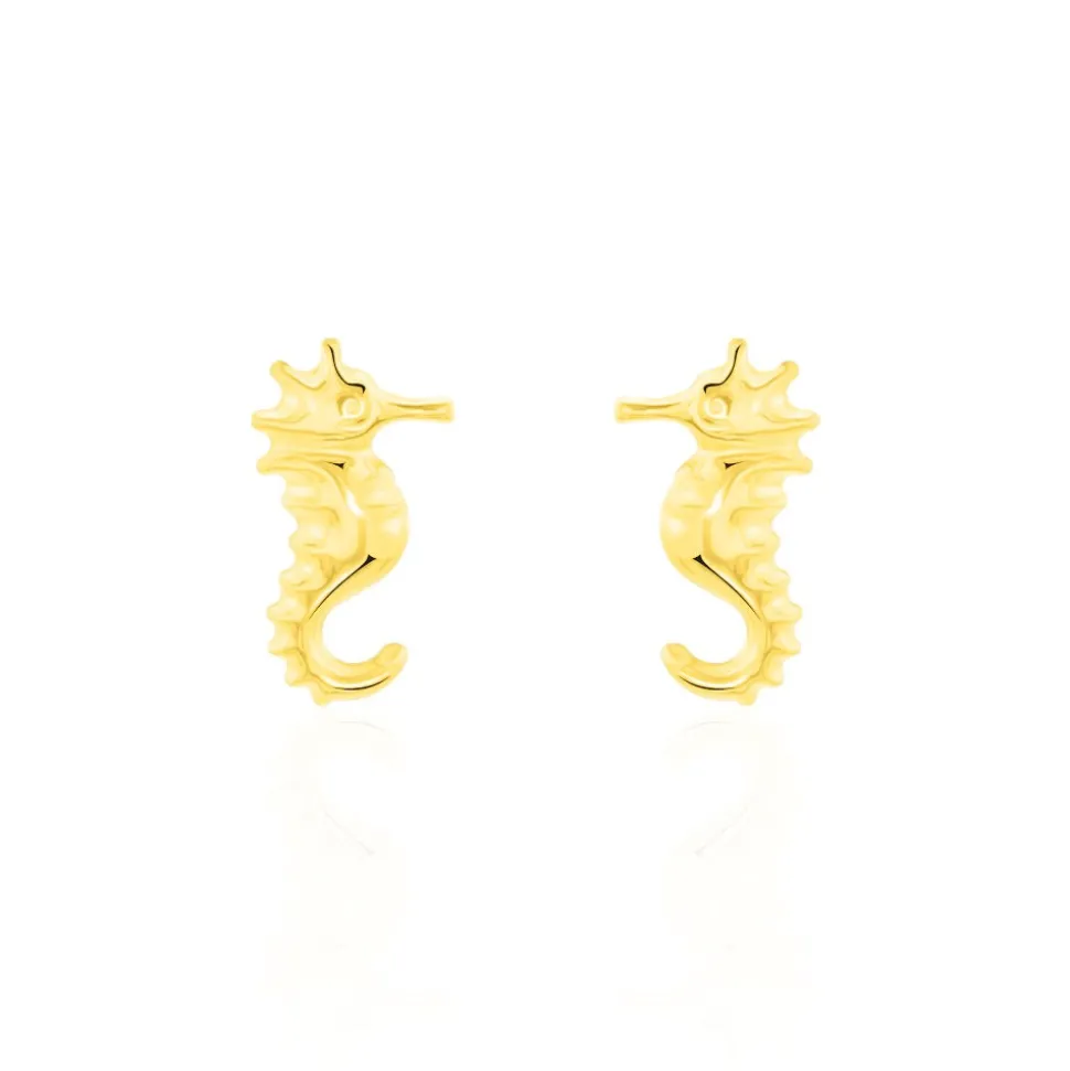 Boucles D'oreilles Puces Ambrosie Hippocampe Or Jaune