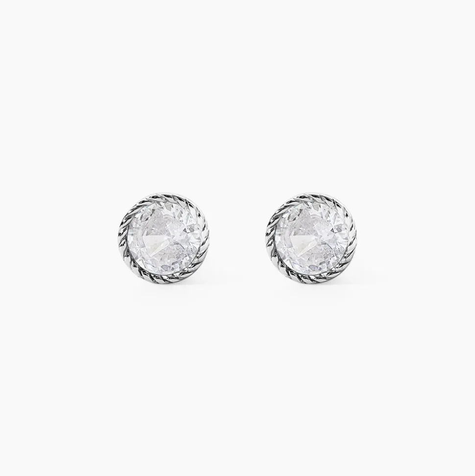 Boucles D'oreilles Puces Anaissa Argent Blanc Oxyde De Zirconium