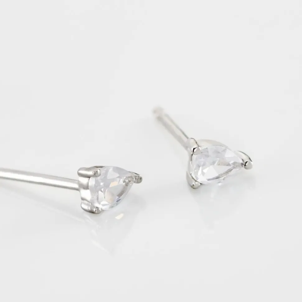 Boucles D'oreilles Puces Anaru Argent Blanc Oxyde De Zirconium