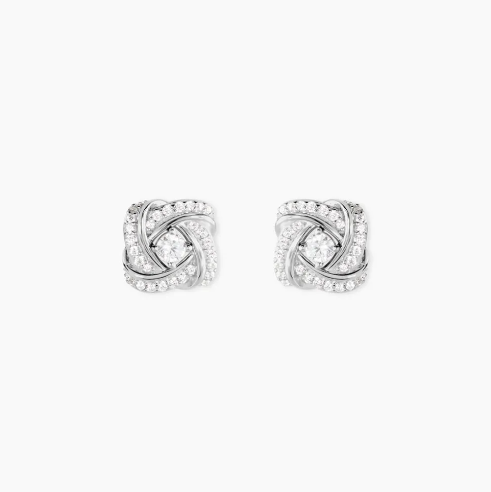 Boucles D'oreilles Puces Anasthase Argent Blanc Oxyde De Zirconium