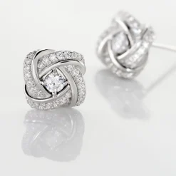 Boucles D'oreilles Puces Anasthase Argent Blanc Oxyde De Zirconium