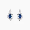 Boucles D'oreilles Puces Angelika Or Blanc Saphir Et Diamant