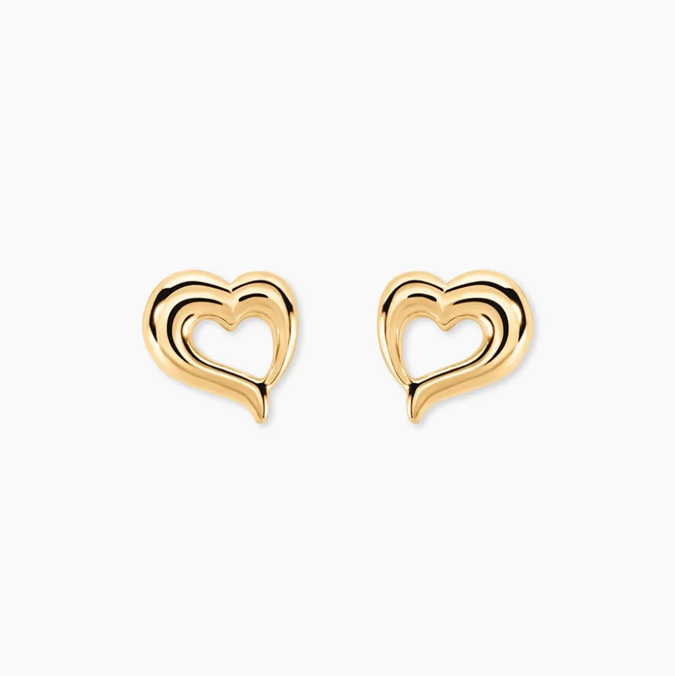 Boucles D'oreilles Puces Anne-maudae Coeurs Or Jaune