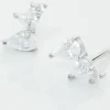 Boucles D'oreilles Puces Anya Argent Blanc Oxyde De Zirconium