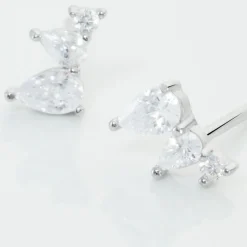 Boucles D'oreilles Puces Anya Argent Blanc Oxyde De Zirconium