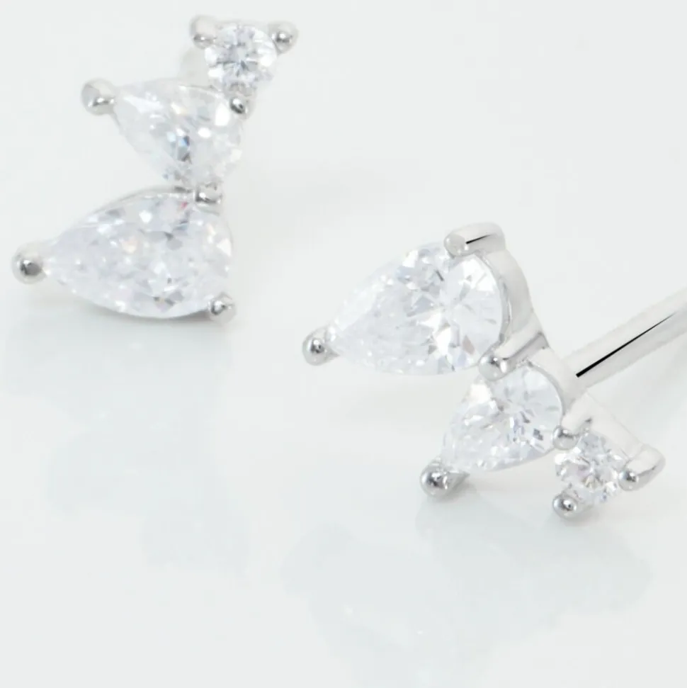 Boucles D'oreilles Puces Anya Argent Blanc Oxyde De Zirconium