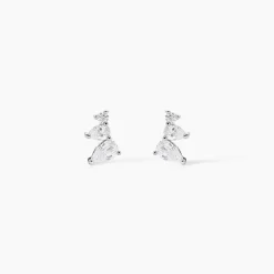 Boucles D'oreilles Puces Anya Argent Blanc Oxyde De Zirconium
