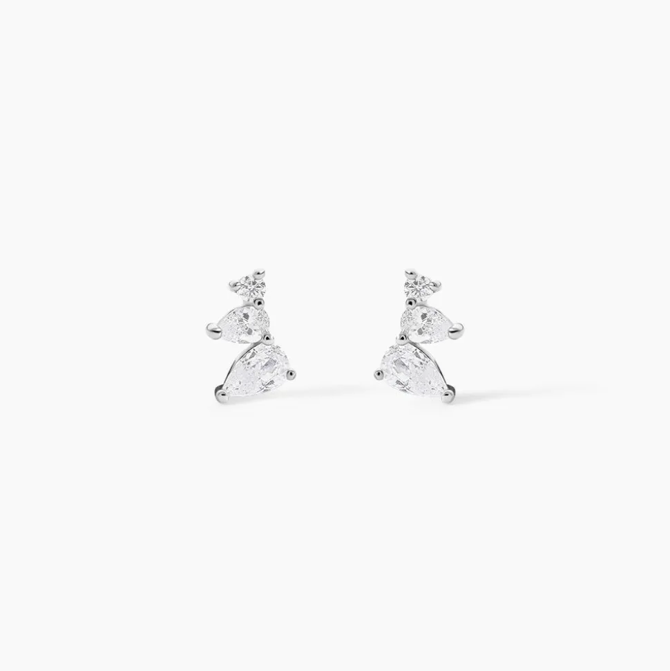 Boucles D'oreilles Puces Anya Argent Blanc Oxyde De Zirconium