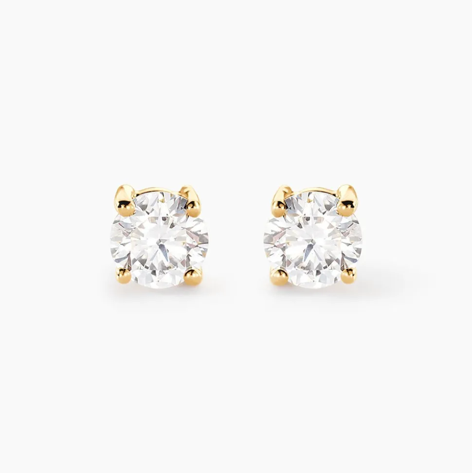 Boucles D'Oreilles Puces Aphrodite Ld Or Jaune Diamant Synthétique
