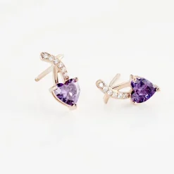 Boucles D'oreilles Puces Argent Rose Avalon Oxyde De Zirconium|Marc Orian Online