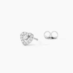 Boucles D'oreilles Puces Argent Blanc Gautiere Oxydes De Zirconium