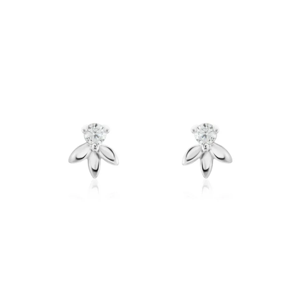 Boucles D'oreilles Puces Argent Blanc Braxton Oxydes De Zirconium