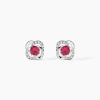 Boucles D'oreilles Puces Argent Blanc Clover Verre Oxydes De Zirconium