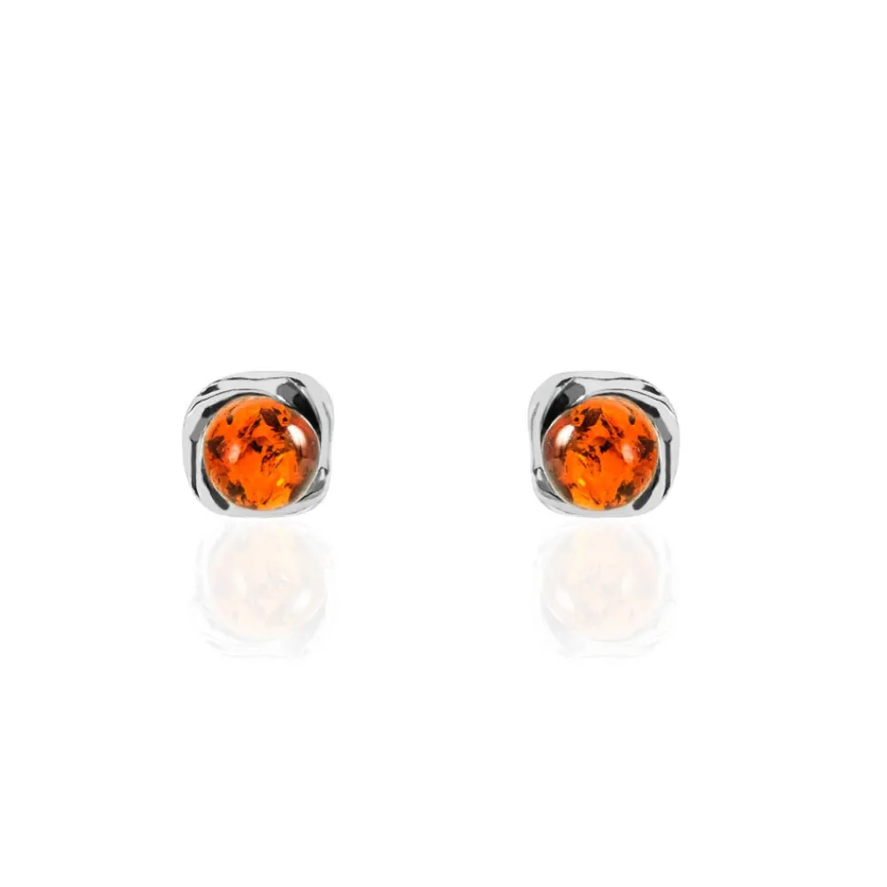 Boucles D'oreilles Puces Argent Blanc Joude Ambre|Marc Orian