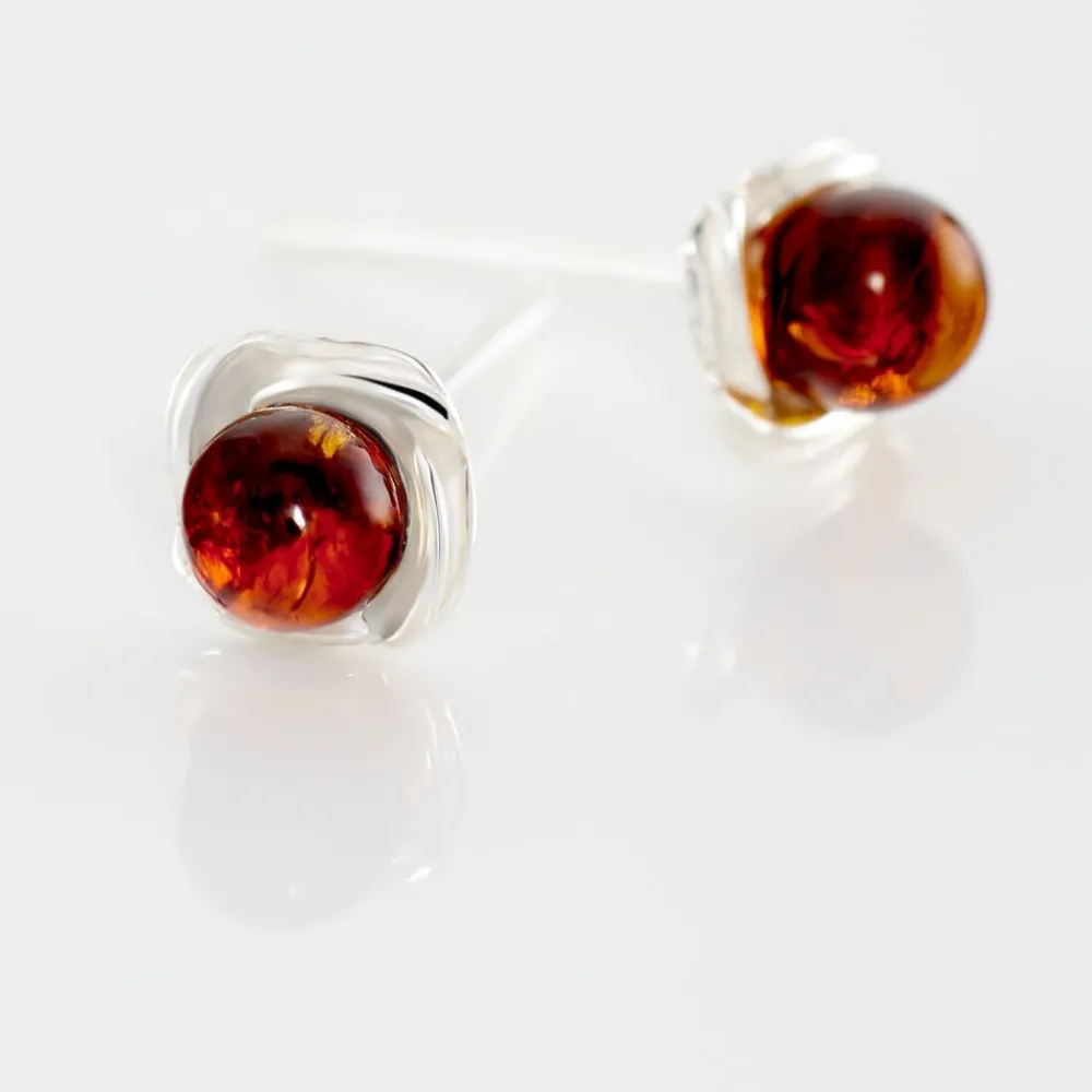 Boucles D'oreilles Puces Argent Blanc Joude Ambre|Marc Orian